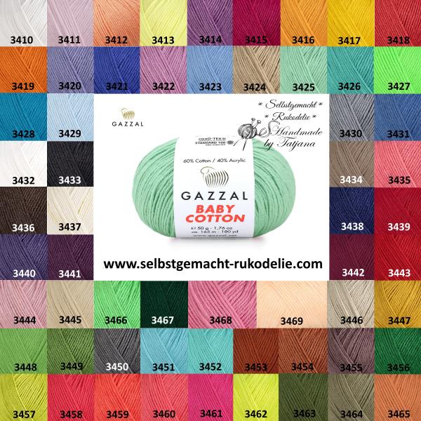 Gazzal Baby Cotton Farbkarte und Eigenschaften